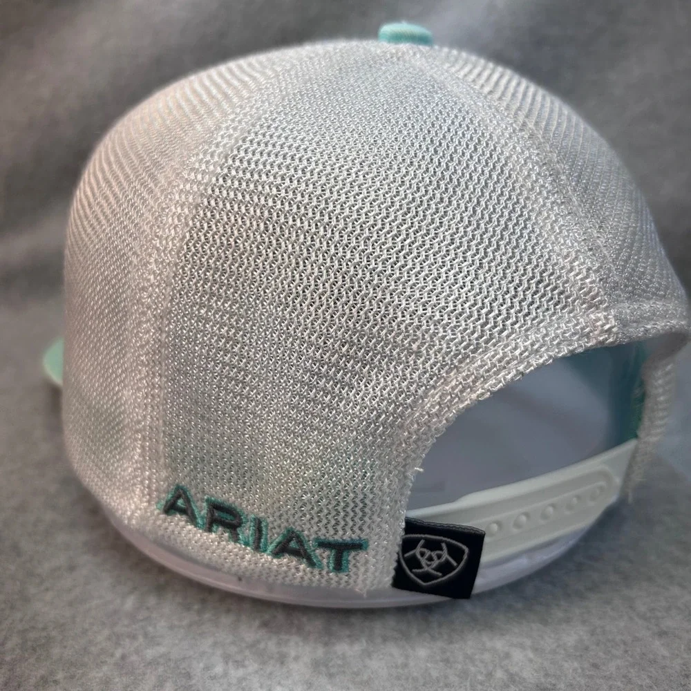 Ariat Aztec Shield Logo Womens turquoise Pink Trucker Hat Snapback Mesh Cap OSFM
